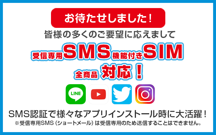 受信専用SMS機能付きSIM登場
